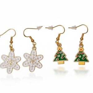 NWT Bundle of Two Pairs of Adorable Gold Dangling Christmas Earrings!!